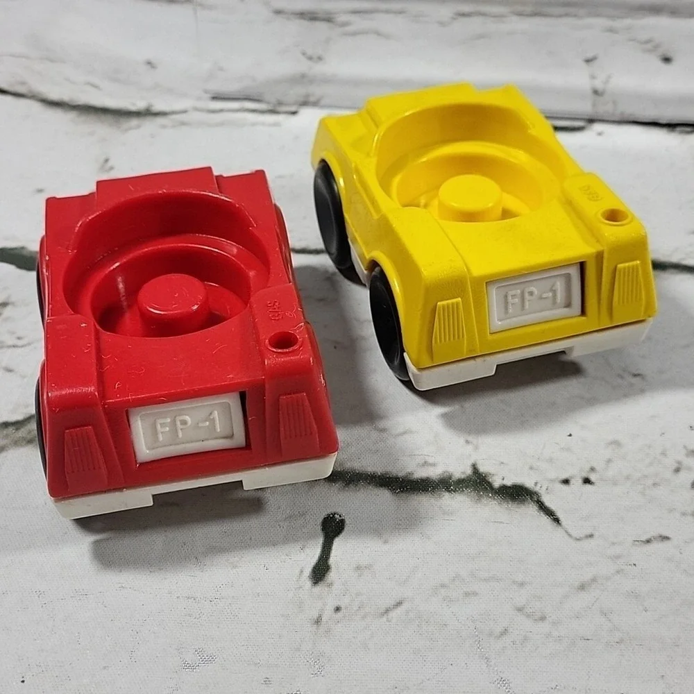 Vintage Fisher-Price Little People Chunky‎ Figures With Cars Lot of 5Pcs